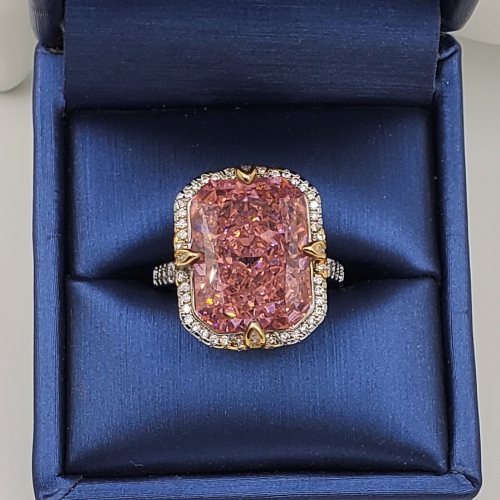 15CTW+ High Carbon Crushed Ice Radiant Lab Sapphire High Quality Czs S925 Ring